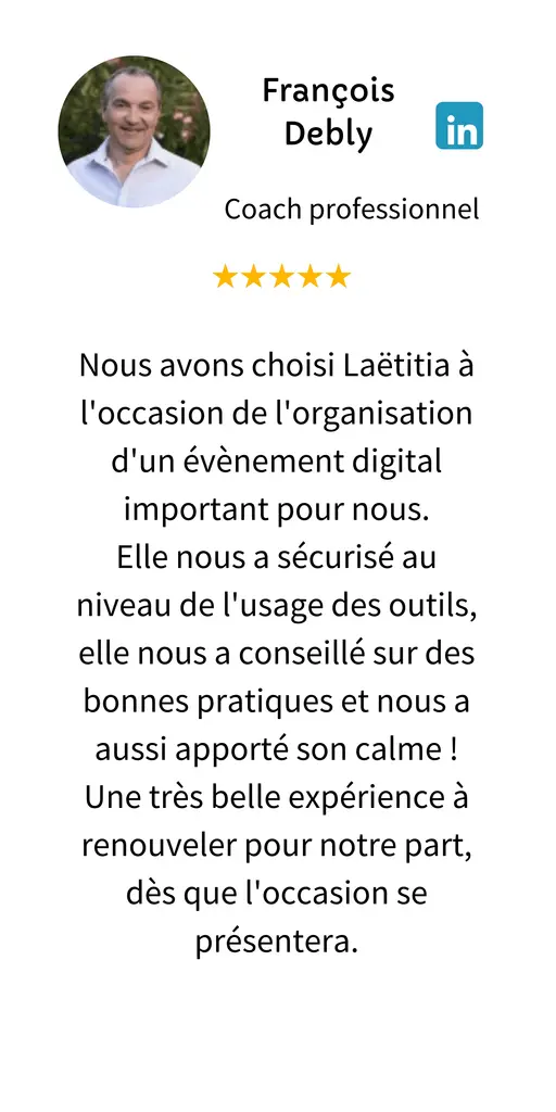 recommandation de François Debly coach pour assistance de formation